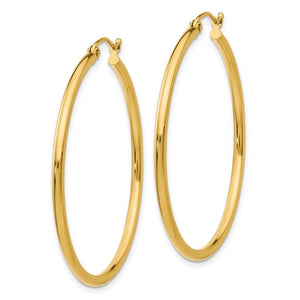 10k Yellow Gold Classic Round Hoop Click Top Earrings 40mm x 2mm