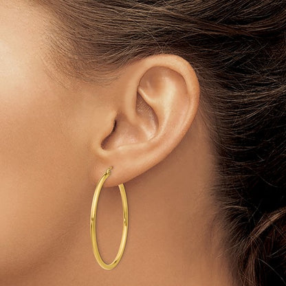 10k yellow gold classic round hoop click top earrings 40mm x 2mm
