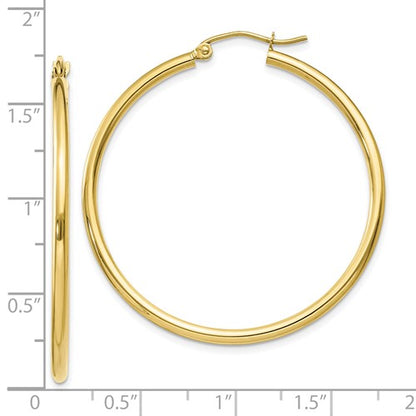 10k yellow gold classic round hoop click top earrings 40mm x 2mm