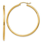 Lataa kuva Galleria-katseluun, 10k Yellow Gold Classic Round Hoop Click Top Earrings 40mm x 2mm

