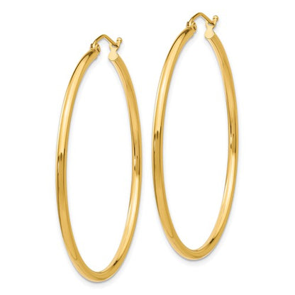 10k yellow gold classic round hoop click top earrings 45mm x 2mm