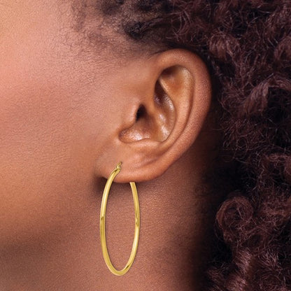 10k yellow gold classic round hoop click top earrings 45mm x 2mm