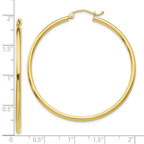 10k yellow gold classic round hoop click top earrings 45mm x 2mm