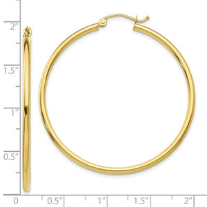 10k Yellow Gold Classic Round Hoop Click Top Earrings 45mm x 2mm