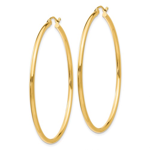 10k yellow gold classic round hoop click top earrings 51mm x 2mm