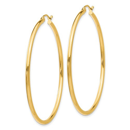 10k yellow gold classic round hoop click top earrings 51mm x 2mm