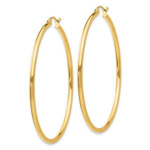 10k Yellow Gold Classic Round Hoop Click Top Earrings 51mm x 2mm