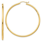Indlæs billede til gallerivisning 10k Yellow Gold Classic Round Hoop Click Top Earrings 51mm x 2mm
