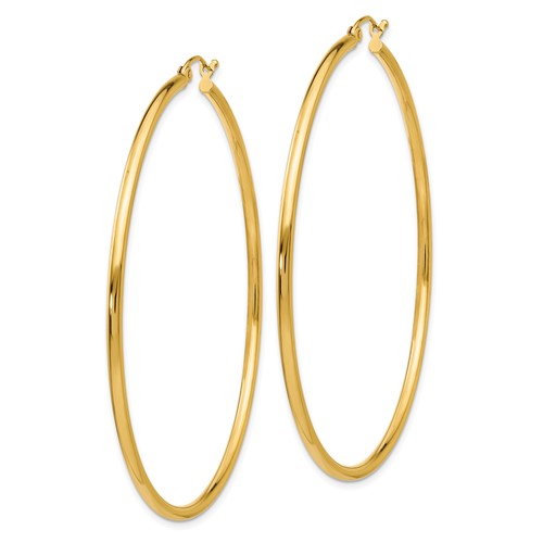 10k yellow gold classic round hoop click top earrings 60mm x 2mm
