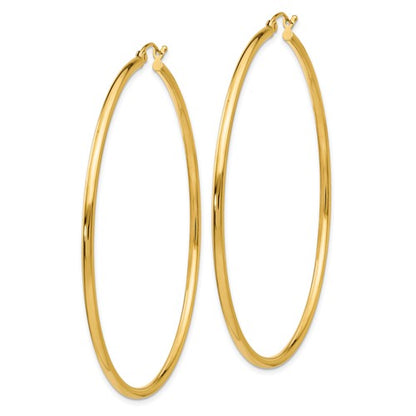 10k yellow gold classic round hoop click top earrings 60mm x 2mm