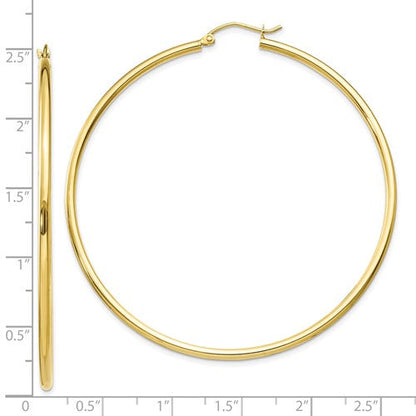 10k yellow gold classic round hoop click top earrings 60mm x 2mm