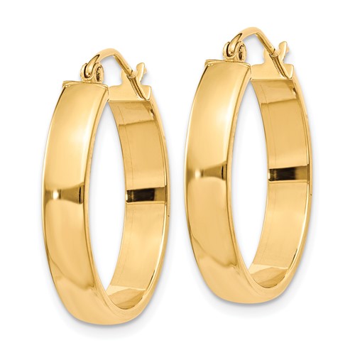 10k Yellow Gold Classic Square Tube Round Hoop Earrings 23mm x 4mm