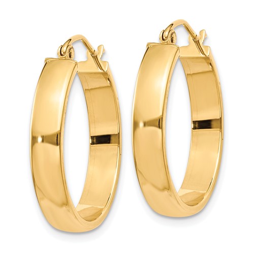 10k yellow gold classic square tube round hoop earrings 23mm x 4mm
