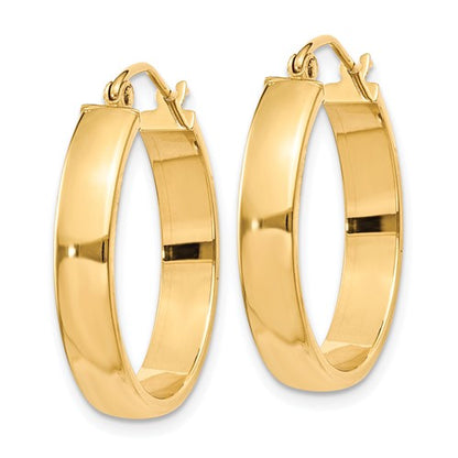 10k yellow gold classic square tube round hoop earrings 23mm x 4mm