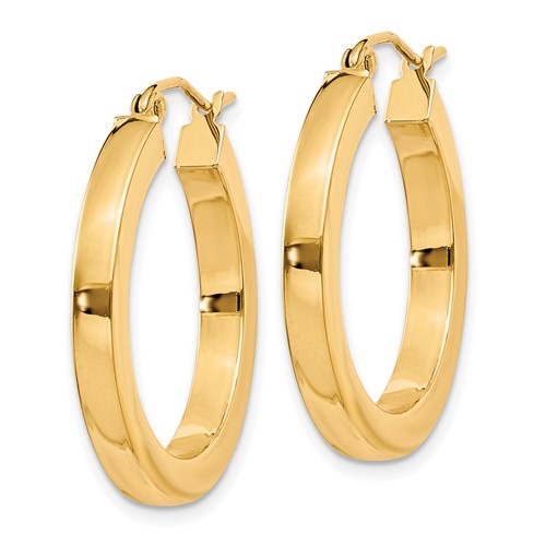 10k Yellow Gold Classic Square Tube Round Hoop Earrings 24mm x 3mm
