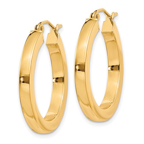 10k yellow gold classic square tube round hoop earrings 24mm x 3mm