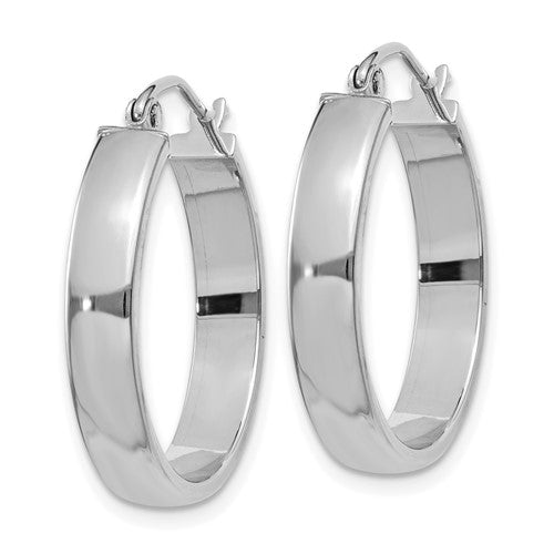10k white gold classic square tube round hoop earrings 23mm x 4mm
