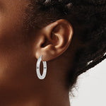 Załaduj obraz do przeglądarki galerii, 10k White Gold Classic Square Tube Round Hoop Earrings 24mm x 3mm
