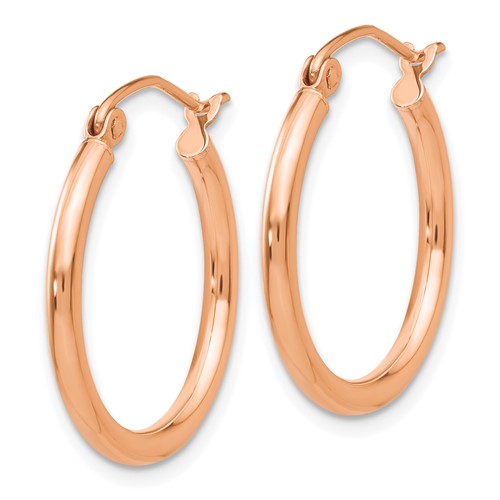 10k rose gold classic round hoop click top earrings 21mm x 2mm