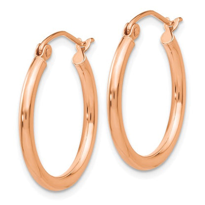 10k rose gold classic round hoop click top earrings 21mm x 2mm