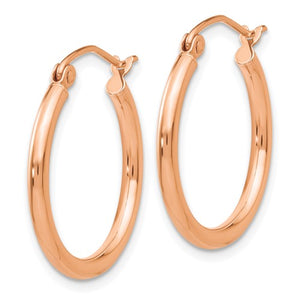 10k Rose Gold Classic Round Hoop Click Top Earrings 21mm x 2mm