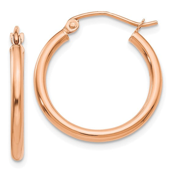 10k Rose Gold Classic Round Hoop Click Top Earrings 21mm x 2mm