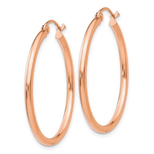 10k Rose Gold Classic Round Hoop Click Top Earrings 31mm x 2mm