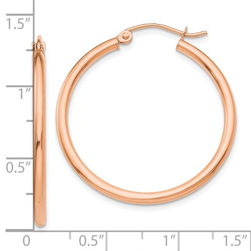 10k rose gold classic round hoop click top earrings 31mm x 2mm