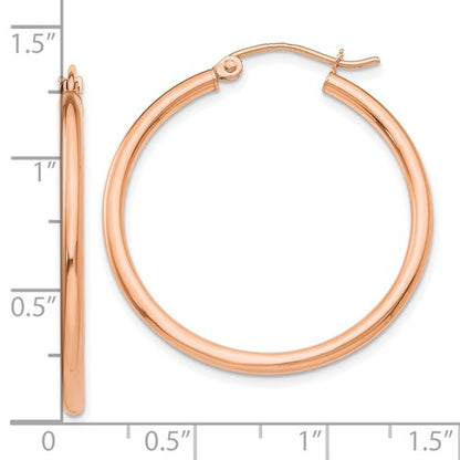 10k rose gold classic round hoop click top earrings 31mm x 2mm