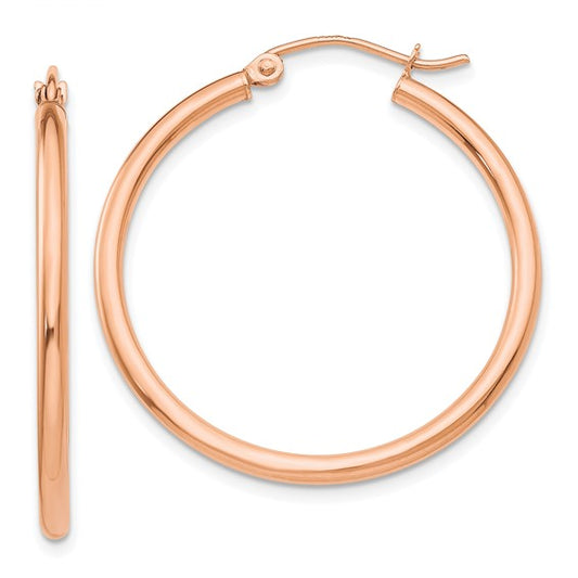 10k rose gold classic round hoop click top earrings 31mm x 2mm