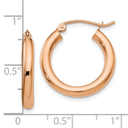 10k rose gold classic round hoop earrings click top 19mm x 3mm