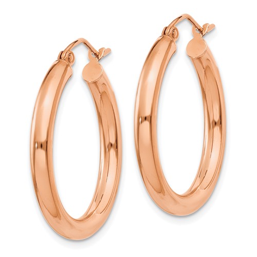 10k rose gold classic round hoop earrings click top 24mm x 3mm