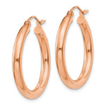 Ladda upp bild till gallerivisning, 10k Rose Gold Classic Round Hoop Earrings Click Top 24mm x 3mm
