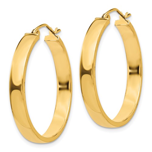 10k yellow gold classic square tube round hoop earrings 28mm x 4mm