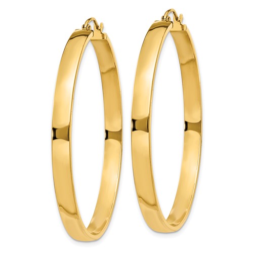 10k yellow gold classic square tube round hoop earrings 45mm x 4mm