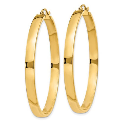 10k yellow gold classic square tube round hoop earrings 45mm x 4mm