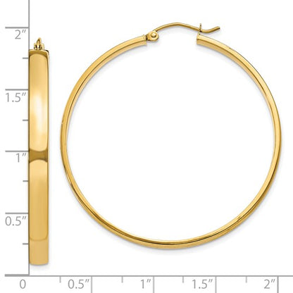 10k yellow gold classic square tube round hoop earrings 45mm x 4mm