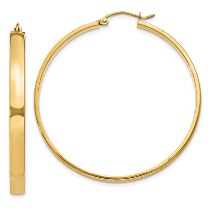 10k yellow gold classic square tube round hoop earrings 45mm x 4mm