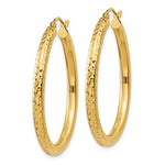 Load image into Gallery viewer, 10k Yellow Gold Diamond Cut Sparkling Round Hoop Earrings Click Top 35mm x 3mm

