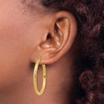 Indlæs billede til gallerivisning 10k Yellow Gold Diamond Cut Sparkling Round Hoop Earrings Click Top 35mm x 3mm
