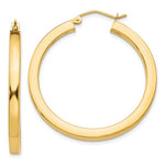 Indlæs billede til gallerivisning 10k Yellow Gold Classic Square Tube Round Hoop Earrings 36mm x 3mm
