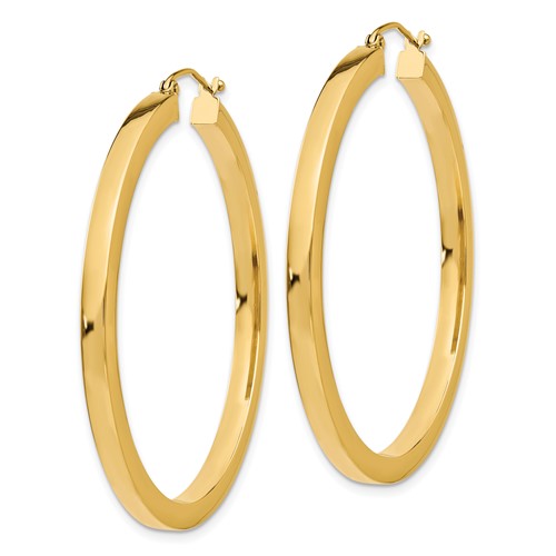 10k yellow gold classic square tube round hoop earrings 45mm x 3mm