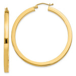 이미지를 갤러리 뷰어에 로드 , 10k Yellow Gold Classic Square Tube Round Hoop Earrings 45mm x 3mm
