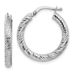 Load image into Gallery viewer, 10K White Gold Diamond Cut Round Hoop Earrings 21mm x 3mm
