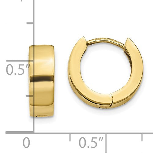 10k Yellow Gold Classic Huggie Hinged Hoop Earrings 13mm x 13mm x 4.5mm