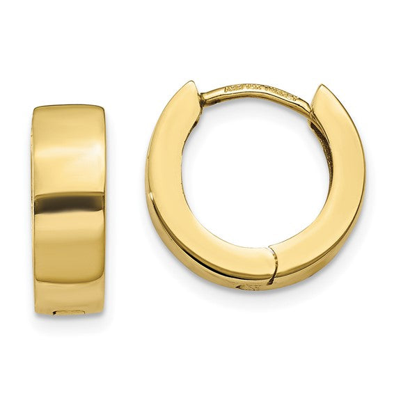 10k yellow gold classic huggie hinged hoop earrings 13mm x 13mm x 4.5mm