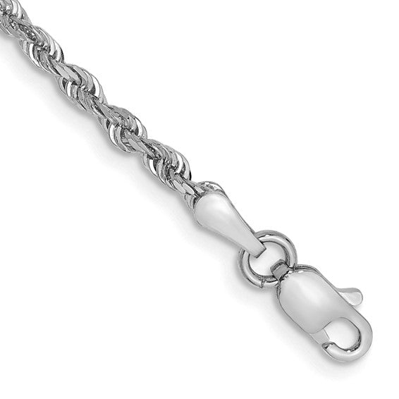 10k white gold 2.25mm diamond cut quadruple rope bracelet anklet choker necklace pendant chain