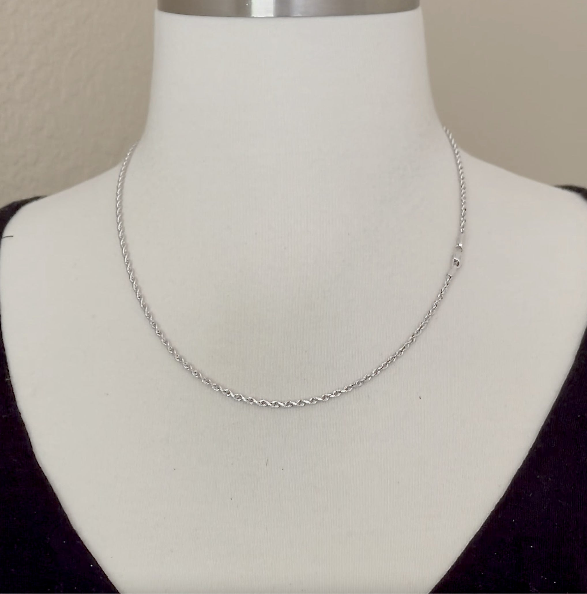 10k White Gold 2.25mm Diamond Cut Quadruple Rope Bracelet Anklet Choker Necklace Pendant Chain