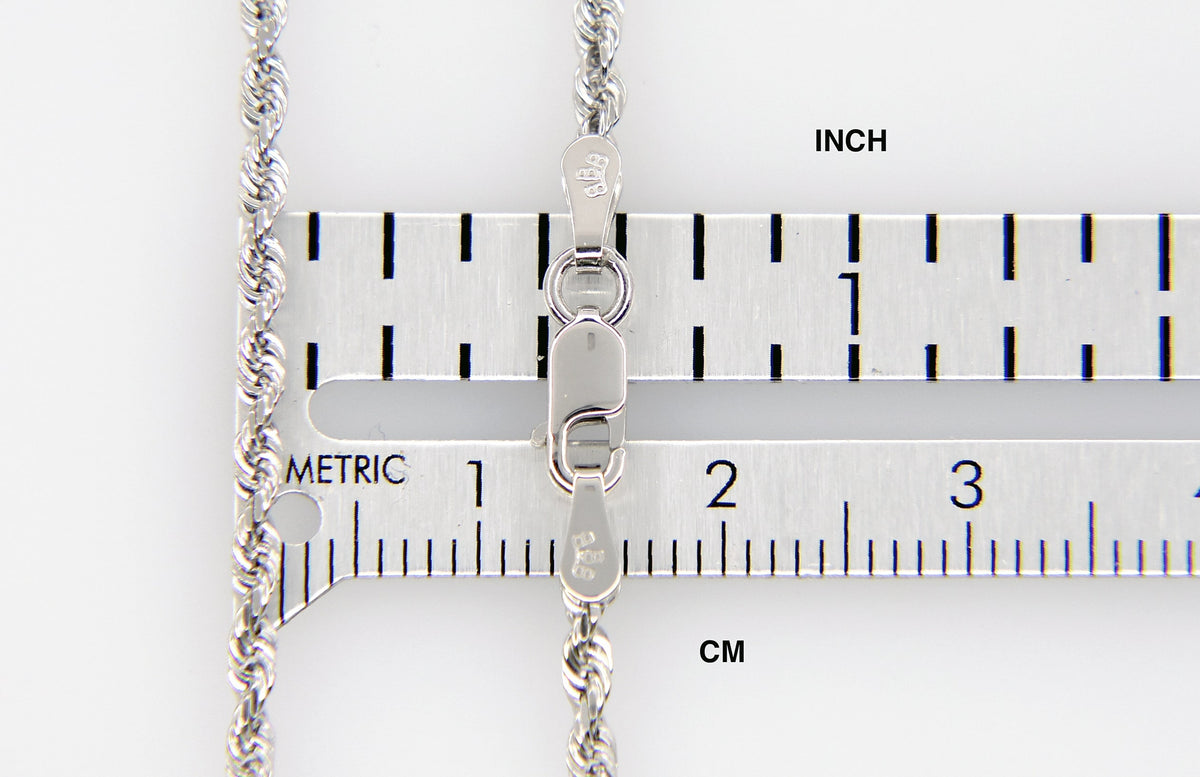 10k white gold 2.25mm diamond cut quadruple rope bracelet anklet choker necklace pendant chain