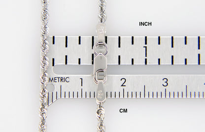 10k white gold 2.25mm diamond cut quadruple rope bracelet anklet choker necklace pendant chain